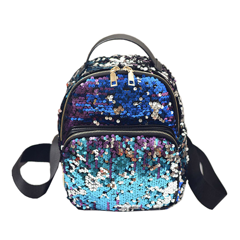 Fashion Small Glitter Backpack Women Silver Sequin Daypack 2016 Cool