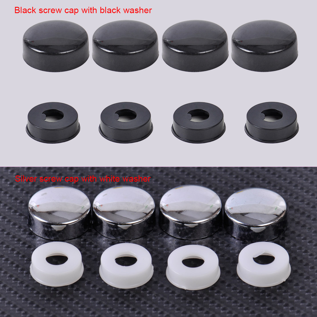 Black 4 PCS Security Screw Caps Bolt Covers for Car Truck License Plate Frame