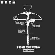 walking dead choose weapon knife sword pistol men unisex Gildan t-shirt straight cut short sleeve o-neck 100% ringspun cotton