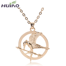 Hottest 2015 Fashion Gold Plated Hunger Games Pendant Necklace Women Jewelry Pendant Necklaces Hunger Games Necklace