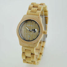 Mujeres de moda de madera pulsera japón Miyota movimiento con calendario nuevo diseño en madera Natural Wristatches