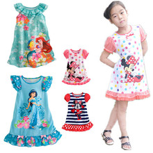 2015 new princess baby girls dresses cartoon print dress 3~7age kids dresses free shipping 1pcs retail 5 styles in stock