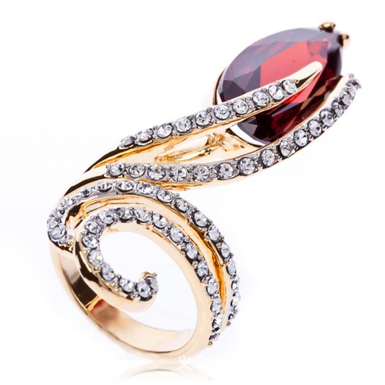 Fashion-jewelry-vintage-Stone-crystal-inlaid-Flower-buds-ring-platinum ...