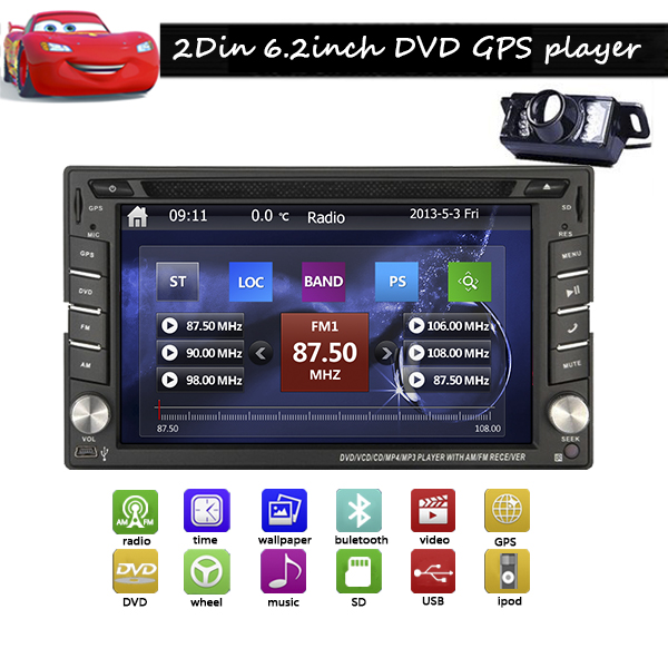 Car headunit Camera Universal 2 din 6.2'' GPS Navigation Car DVD Video Player HD Touch Screen Car Stereo Radio FM/AM Bluetooth Car headunit Camera Universal 2 din 6.2'' GPS Navigation Car DVD Video Player HD Touch Screen Car Stereo Radio FM/AM Bluetooth