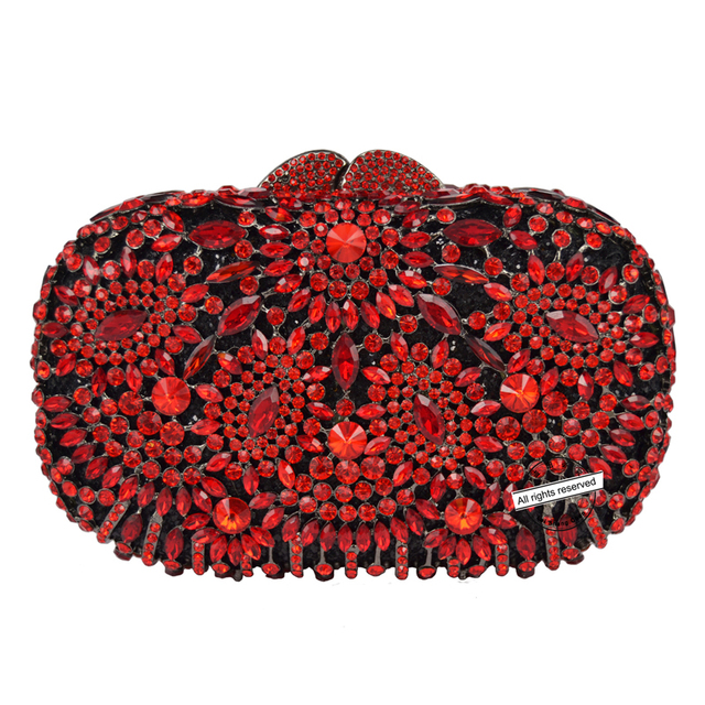 LaiSC Hollow Out flower Indian clutch bag turquoise luxury crystal