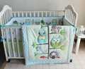 Promotion 7PCS Cartoon Owl otton Baby Crib Bedding Set for Girls Boys Newborn Baby Bed Linen