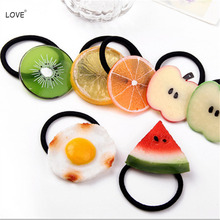 Cute Korean Girls Cartoon Fruit Hair Clip Elastic Hair Bands Women Plastic Harajuku Hair Ties Headwear Hair Accessories Hot