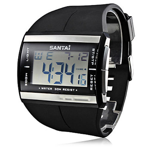 Electronic 2015 new Watches Waterproof Fashion LCD Watch Digital Watch SanTai Rubber Band Quartz Watch Men