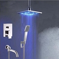 Chrome Ceiling Mounted 8 LED Shower Faucet Hand Shower Sprayer Tub Spout Set Mixer Tap