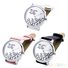 Women s Men s Who Cares Faux Leather Arabic Numerals Letters Printed Wrist Watch 2MQL 48KG