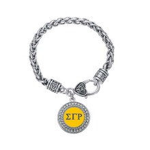 Customized ornament Sigma Gamma Rho Sorority Crystal Circle Bracelet Jewelry Rush sister Gift 1pc free shipping