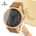 2017 Top Brand Men Watch BOBO BIRD Luxury Quartz Bamboo Watch Casual Leather Strap Clock Wristwatch