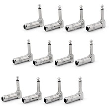 12PCS Metal 1/4 inch TS Right Angle Mono Phone Plug Connector 6.3mm Jack
