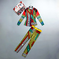European American Women Fashion Vinatge Casual 2 Pieces Pants Set Long Sleeve Blouse Slim Trousers Runway