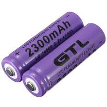 4pcs lot Purple 3 7V 2300mAh 14500 AA Li ion Rechargeable Battery For Flashlight Torch