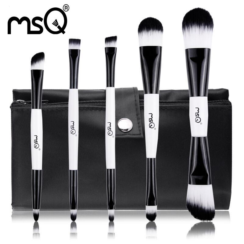 Free Shipping MSQ 5pcs Cosmetic Double End Synthetic Hair Makeup Brushes Set Maquiagem Tools High Standard