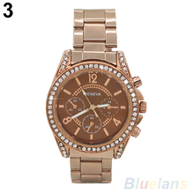 Women s Fashion Geneva Bling Crystal Stainless Steel Analog Quartz Wrist Watch 2DLT