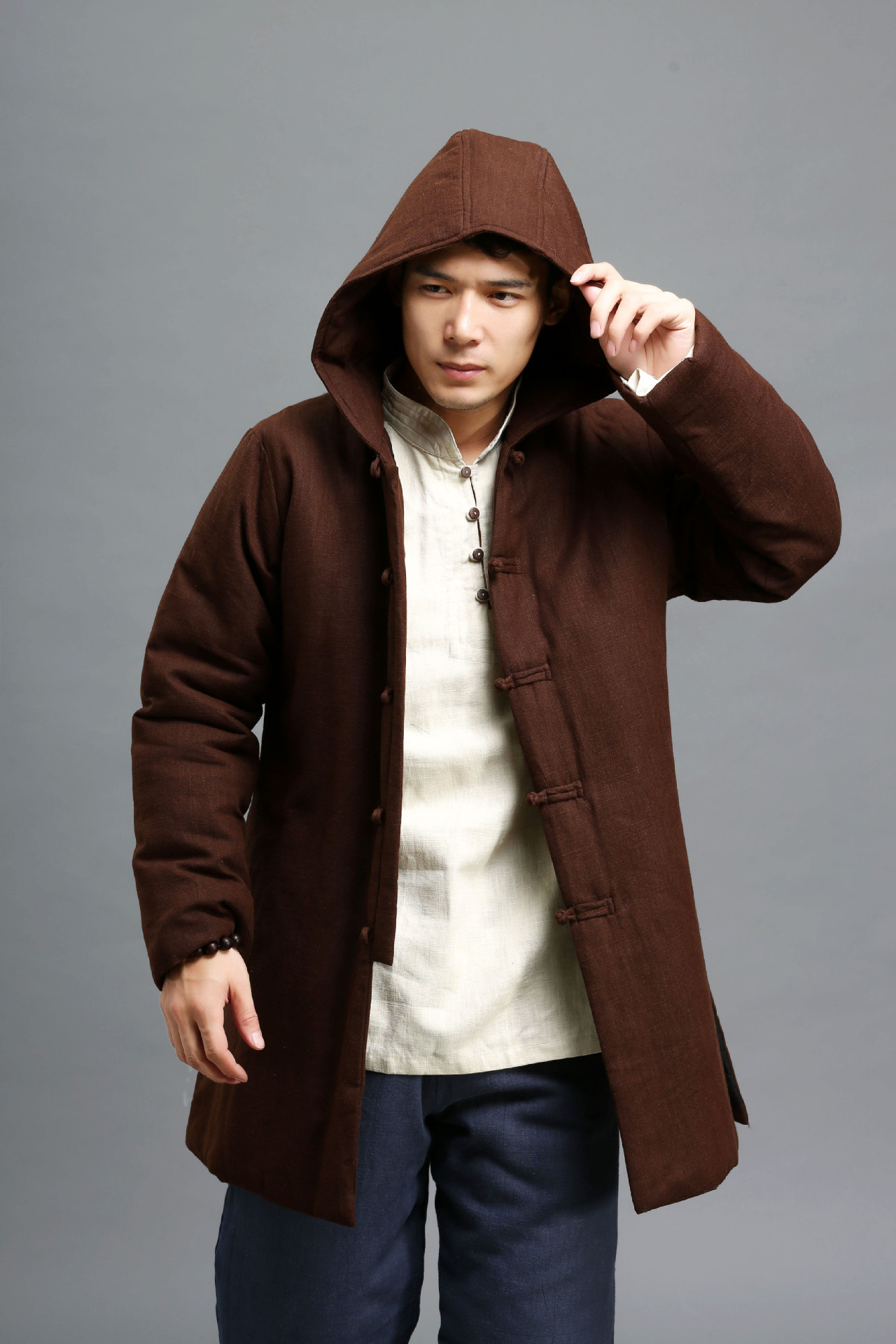 2019 Wholesale New Winter Mens Parka Coat Men Chinese Style Retro Cotton Padded Linen Thick ...