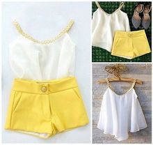 Chiffon Girls Baby Kids Sun Top Shirt Hot Pants Shorts Summer Outfits Clothes 2016 New