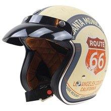 Route 66 Design Novelty 3/4 Motorbike helmet DOT Approved Harley helmet Double D ring buckle USA style motorcycle helmet