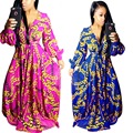 2017 sexy summer maxi long dress african clothing bazin riche robe golden chain print vestidos mujer