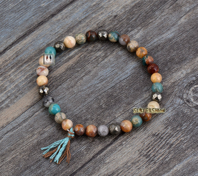 Natural Stones Pyrite Tel Stretch Bracelets Boho Elastic Bracelet Natural Stones Pyrite Tel Stretch Bracelets Boho Elastic Bracelet Handmade Mala Bead Yoga Jewelry Dropshipping In Strand From