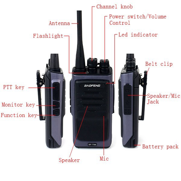 Black Walkie Talkie BAOFENG T88 UHF (9)