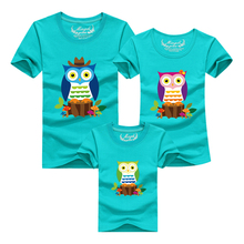 1 pc 95% Cotton T Shirt Owls Cartoon Red Family Set T Shirts Matching Family Clothing Men Women Kids Large T-Shirts 4XL Men Tees