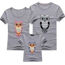 2015 New Family Look Owl Printed T Shirts 12 Colors Summer Family Clothes Father Mother Daughter