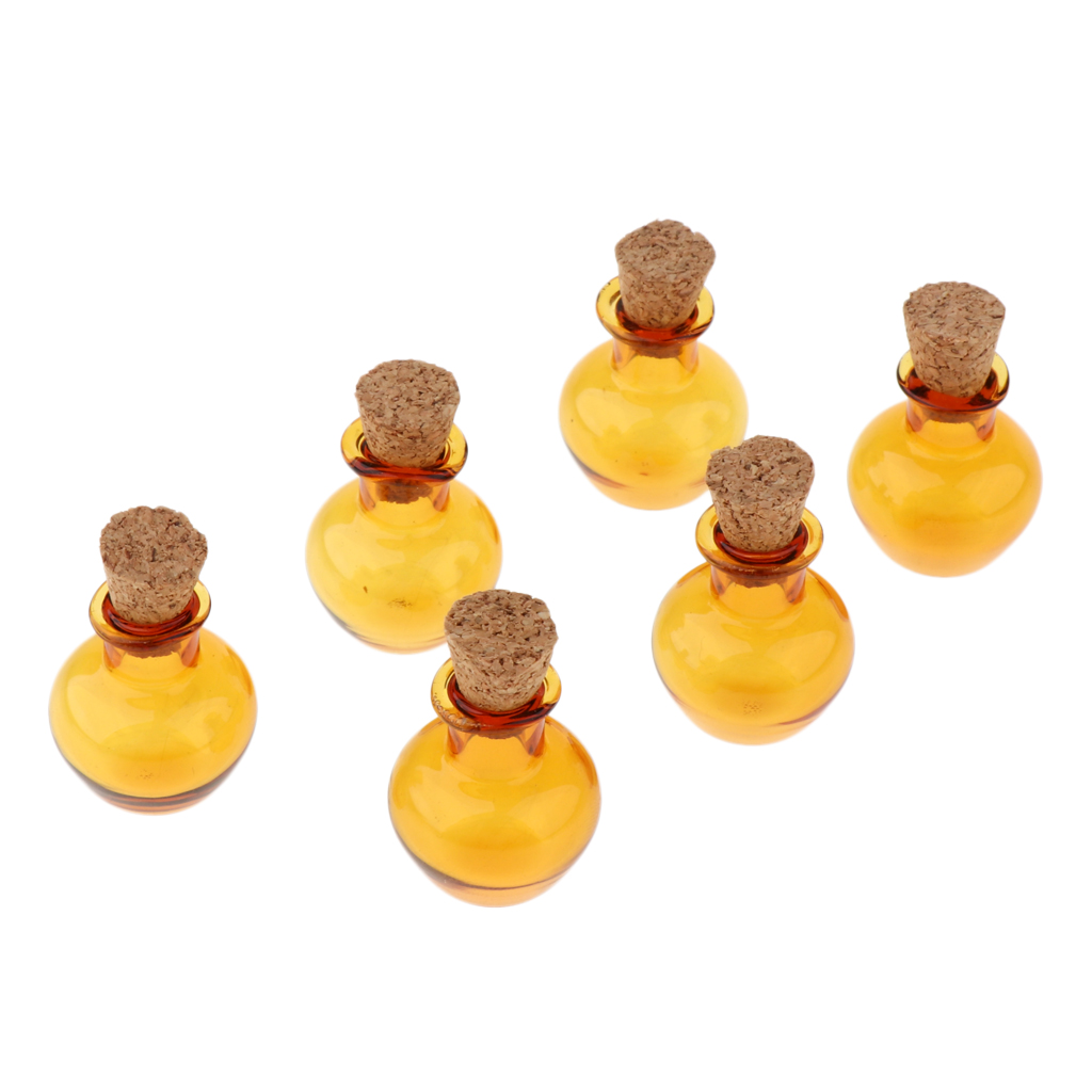 6Pcs Mini Glass Containers Message Vials Wood Stopper Wishing Bottle Glass Jars Ornaments Home Decor