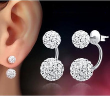 Promotion wholesale 30% percent silver plated fashion shiny Shambhala ladies`stud earrings jewelry allergy free