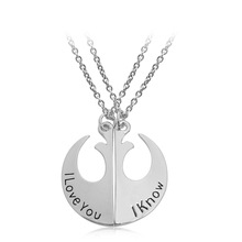 Star Wars Rebel Alliance Lapel Pin Rebel Badge Emblem Pendant I Love You I Know Lover’s Couple Necklace Movie Jewelry Wholesale