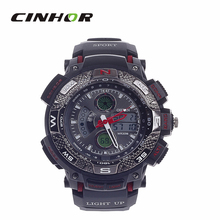 Ohsen AD1310 del deporte de hombre militar ejército relojes analógico + Digital de pulsera de cuarzo – negro + rojo ( 1 x CR-2025 )