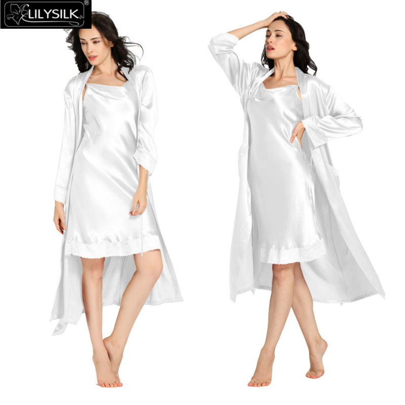 1000-white-22-momme-lace-long-silk-nightgown--dressing-gown-set