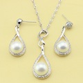 XUTAAYI Imitation Pearl Sets Alluring White Topaz 925 Silver Overlay Necklace And Earrings For Women