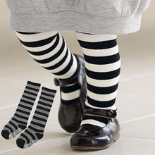 New Children Baby Girls In tube Socks Stripes Combed Cotton Stocking Leggings Hot