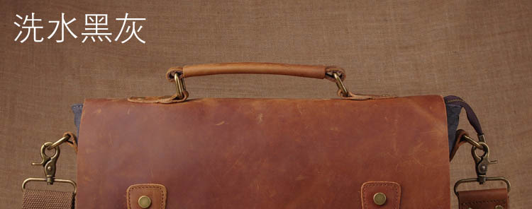 Men's Retro Vintage Shoulder Messenger Distressed Genuine Crazy