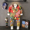 Boys Girls Navy Fashion Clothing Cardigan Jacket Loose Pants 2pcs Clothes Sets Sport Jogging Track Suit