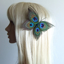New Butterfly Peacock Feather Bridal Wedding Hair Clip Pin Head Hairpin 