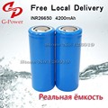 2pcs lot INR lithium ion 26650 4200mAh 3 6v Rechargeable battery For led flashlight Torch