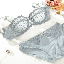 Balaloum Women embroidered bras wide strap thin lace bra plus size big breast comfortable sexy bra female underwear woman set