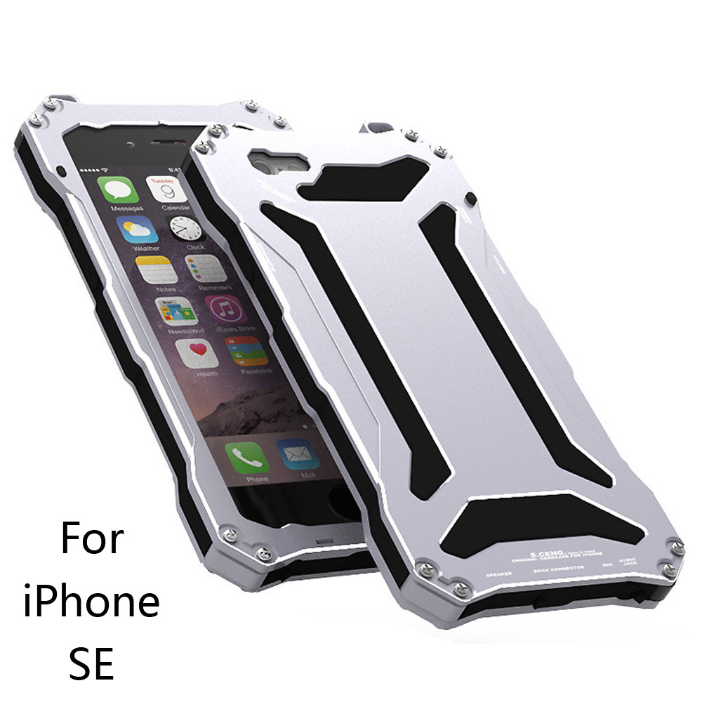 for iPhone SE 5SE Case Alloy Aluminum Metal font b Phone b font Cover with Glass