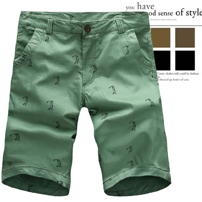 men half pants golf printed green