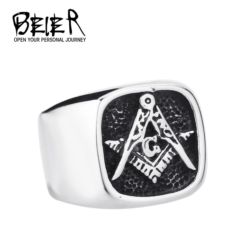 Master Masonic G Signet Stainless Steel Ring for Man and Boy Never Fade Gift for Man