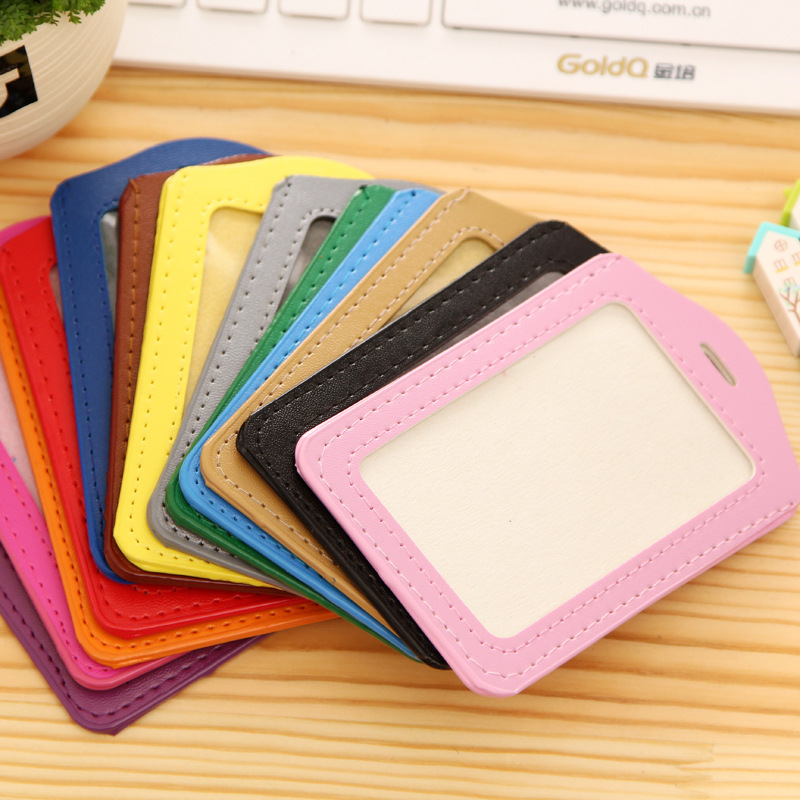 Bank Credit Card Holders women men PU Leather Neck Strap Card Bus ID holders candy colors