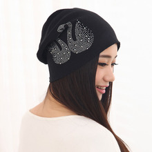 2016 New Fashion Unisex Hip-hop Hats Spring Women Men Winter Dress Skullies European Style Rhinestone Printed Warm Beanies Gorro
