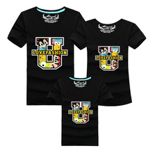 Fashion Family Matching Outfits Cartoon Family Clothing Set Plus Size Casual T Shirt For Mother Daughter Father Son Kids Clothes