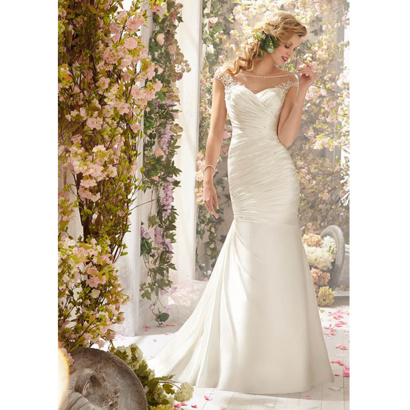 Mermaid Wedding Dress Off the Shoulder Floor Length Bride Dresses 2014 Vestido Autumn Winter Elegant Classical