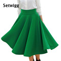 SETWIGG Spring New Women s Fashion Vintage Skirts High Waist Street Thick Lined Celebrity Flare Pleated