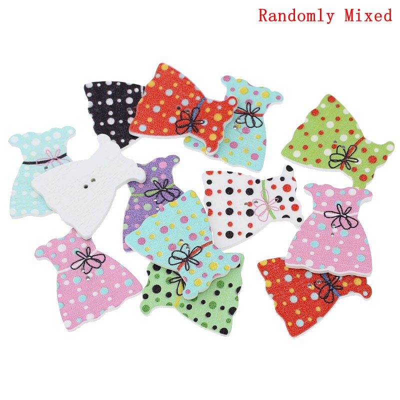Wood Sewing Button Scrapbooking font b Dress b font Mixed 2 Holes Dot Pattern 3 2cm